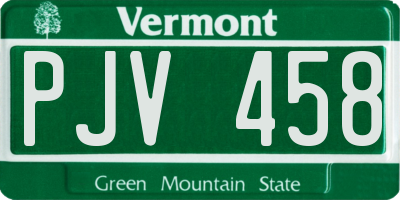 VT license plate PJV458