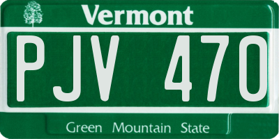 VT license plate PJV470