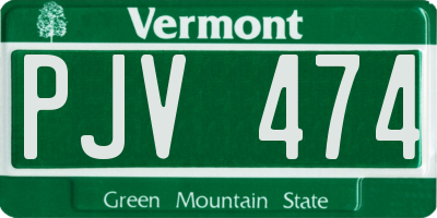 VT license plate PJV474