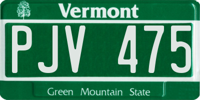 VT license plate PJV475