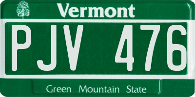 VT license plate PJV476