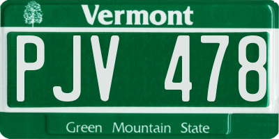 VT license plate PJV478
