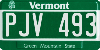 VT license plate PJV493