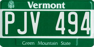 VT license plate PJV494