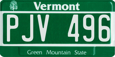 VT license plate PJV496