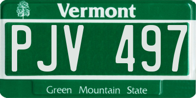 VT license plate PJV497