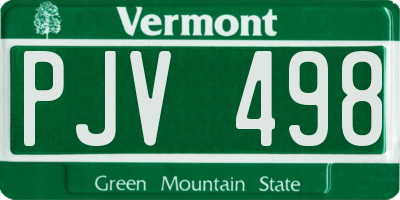 VT license plate PJV498