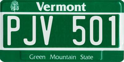 VT license plate PJV501