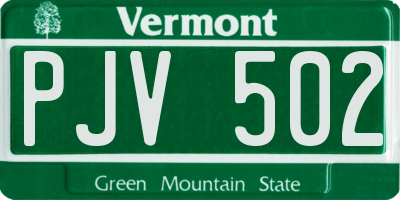 VT license plate PJV502