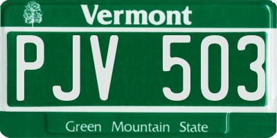 VT license plate PJV503