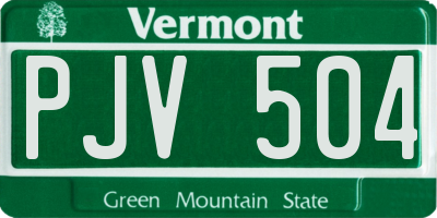 VT license plate PJV504