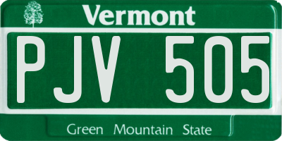 VT license plate PJV505