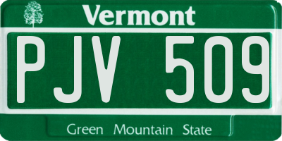 VT license plate PJV509