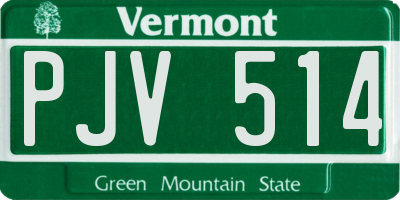 VT license plate PJV514