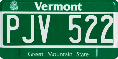 VT license plate PJV522
