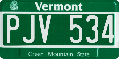 VT license plate PJV534