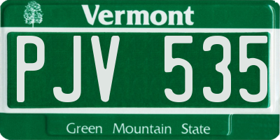 VT license plate PJV535