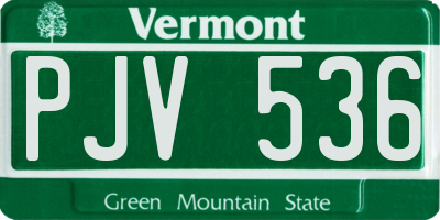 VT license plate PJV536