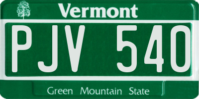 VT license plate PJV540