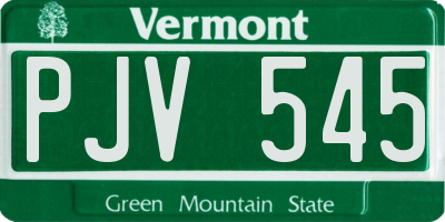 VT license plate PJV545