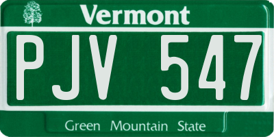 VT license plate PJV547