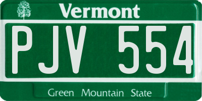 VT license plate PJV554