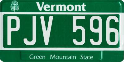 VT license plate PJV596
