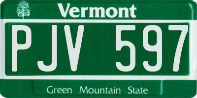VT license plate PJV597