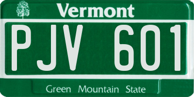 VT license plate PJV601