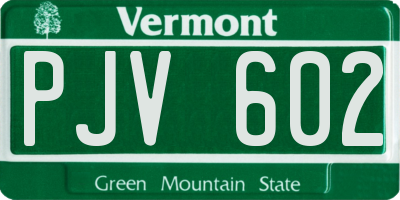 VT license plate PJV602