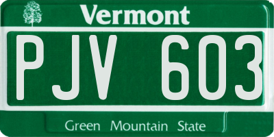 VT license plate PJV603