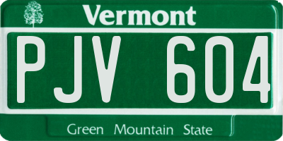 VT license plate PJV604