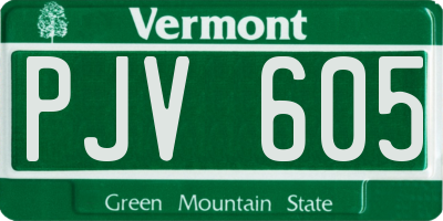 VT license plate PJV605
