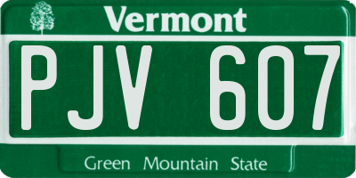VT license plate PJV607