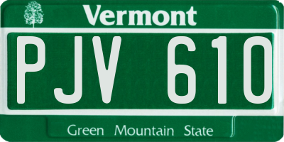 VT license plate PJV610