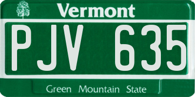 VT license plate PJV635