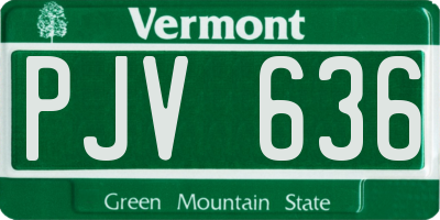 VT license plate PJV636