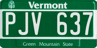 VT license plate PJV637