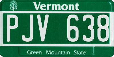 VT license plate PJV638