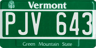 VT license plate PJV643