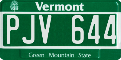 VT license plate PJV644