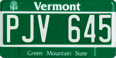 VT license plate PJV645