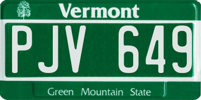 VT license plate PJV649