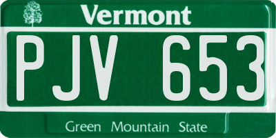 VT license plate PJV653