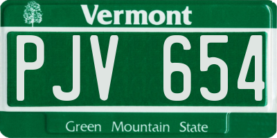 VT license plate PJV654