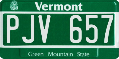 VT license plate PJV657