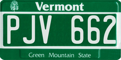VT license plate PJV662