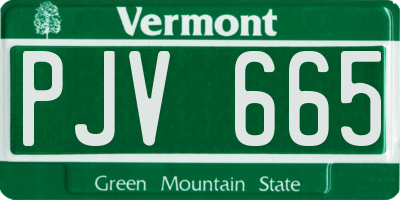 VT license plate PJV665