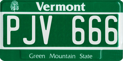 VT license plate PJV666