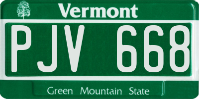 VT license plate PJV668